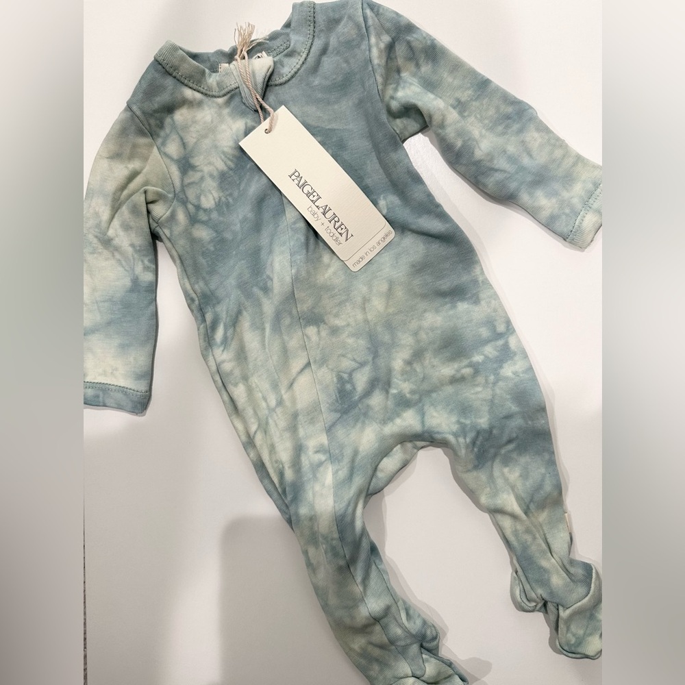 organic Tie-dye zippered footie romper